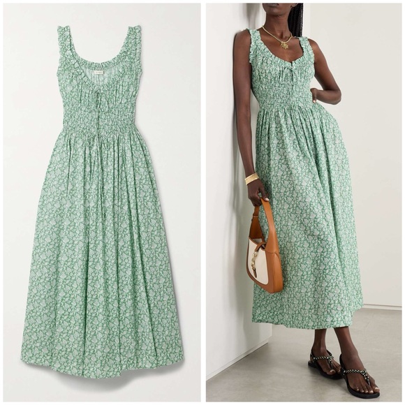 Doen Dresses & Skirts - Doen Emmaretta Midi Dress Peridot Tea Floral